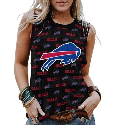 NFL Buffalo Bills Women Sleeveless Tee Black,ladies Casual Loose Tunic Blouses