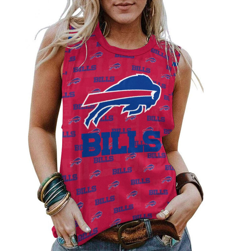 NFL Buffalo Bills Women Sleeveless Tee Casual Tank Top,Casual Loose Tunic Blouses for ladies