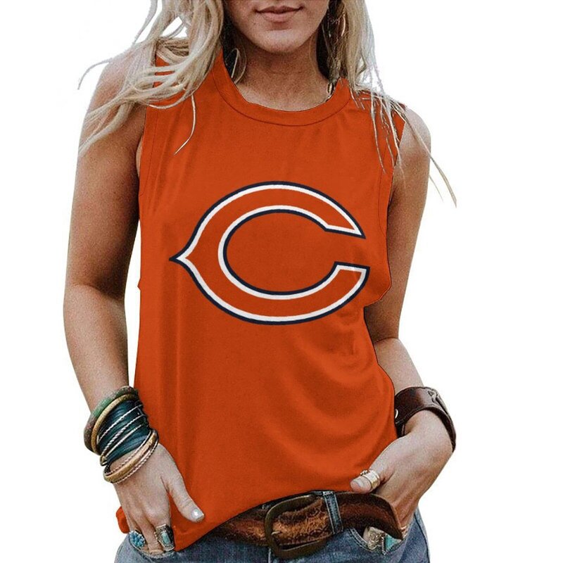 NFL Chicago Bears Women Sleeveless Tee Gameday Tank Top,Casual Loose Tunic Blouses for ladies