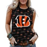 NFL Cincinnati Bengals Women Sleeveless Tee Black,ladies Casual Loose Tunic Blouses