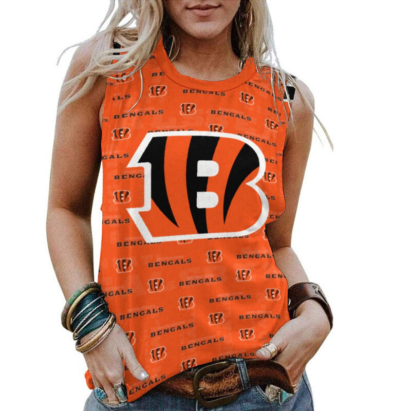NFL Cincinnati Bengals Women Tank Top Gameday Shirt,Casual Loose Tunic Blouses for ladies