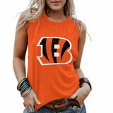 NFL Cincinnati Bengals Women Tank Top Orange,ladies Casual Loose Tunic Blouses