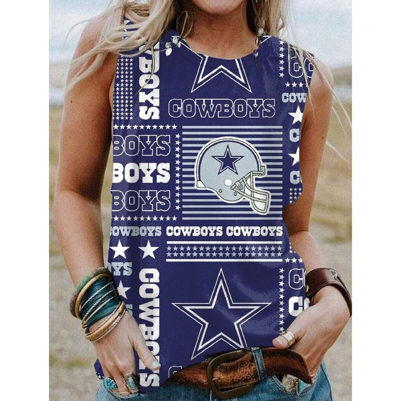 NFL Dallas Cowboys Casual Tank Top Loose Shirt Women,Casual Loose Tunic Blouses for ladies