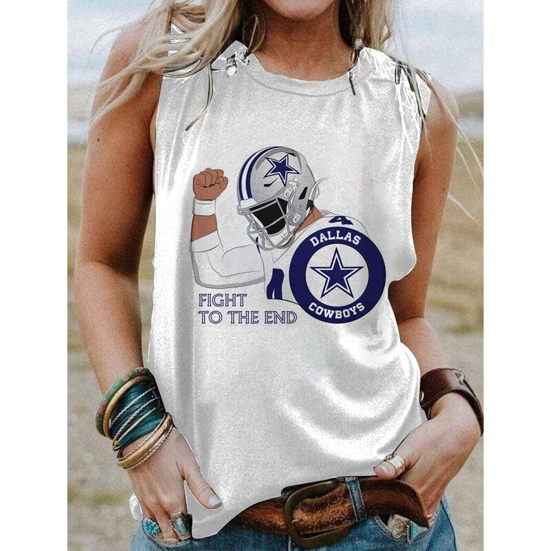 NFL Dallas Cowboys Sleeveless Tank Top Shirt Women White,Casual Loose Tunic Blouses for ladies