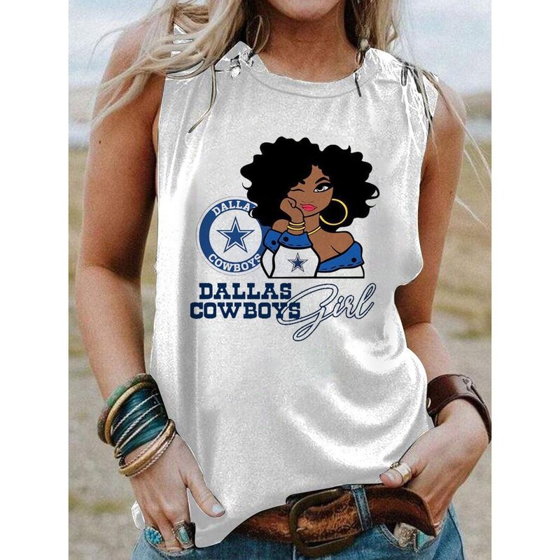 NFL Dallas Cowboys Women Tank Top Shirt For Gameday,Casual Loose Tunic Blouses for ladies