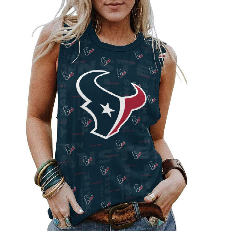 NFL Houston Texans Women Tank Top Sleeveless Tee Blue,Casual Loose Tunic Blouses for ladies