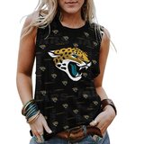 NFL Jacksonville Jaguars Lady Sleeveless Tee Black,ladies Casual Loose Tunic Blouses
