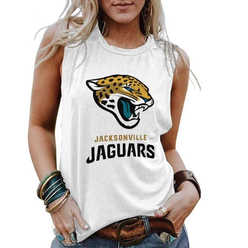 NFL Jacksonville Jaguars Tank Top For Women White,Casual Loose Tunic Blouses for ladies