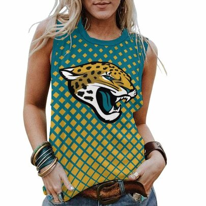 NFL Jacksonville Jaguars Tank Top Women Sleeveless Tee,Casual Loose Tunic Blouses for ladies