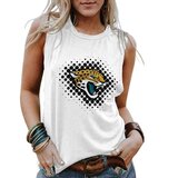NFL Jacksonville Jaguars Women Sleeveless Shirt White,ladies Casual Loose Tunic Blouses