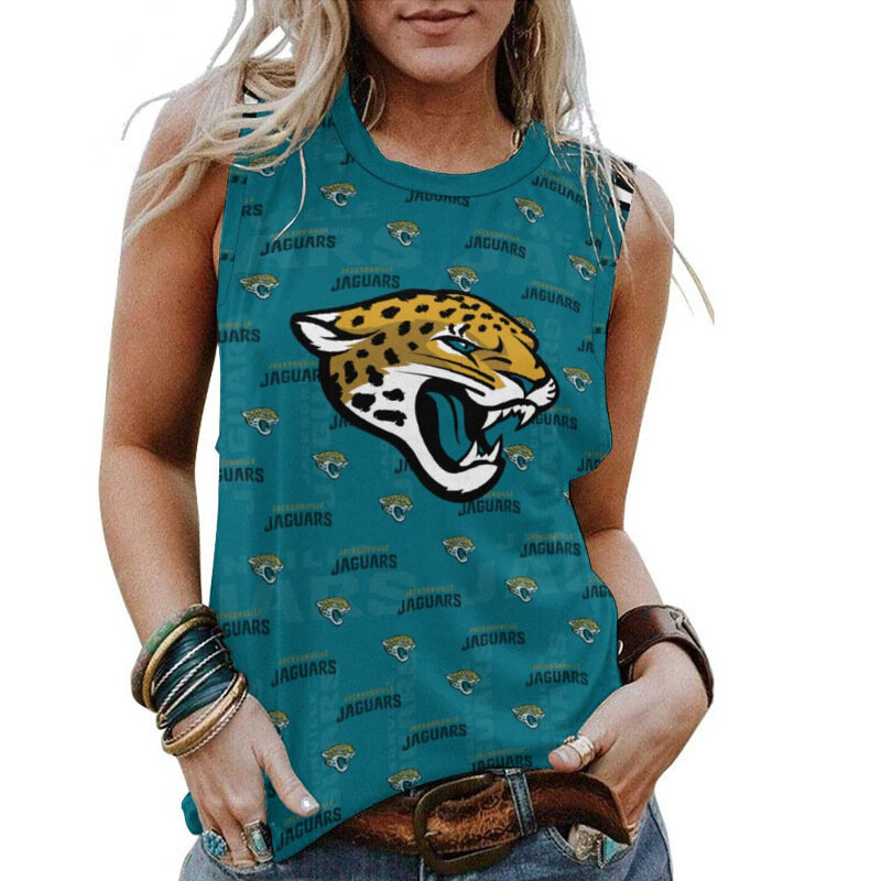 NFL Jacksonville Jaguars Women Sleeveless Tank Top Tee,Casual Loose Tunic Blouses for ladies