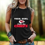 NFL Kansas City Chiefs Women Tank Top Sleeveless Tee Black,Casual Loose Tunic Blouses for ladies