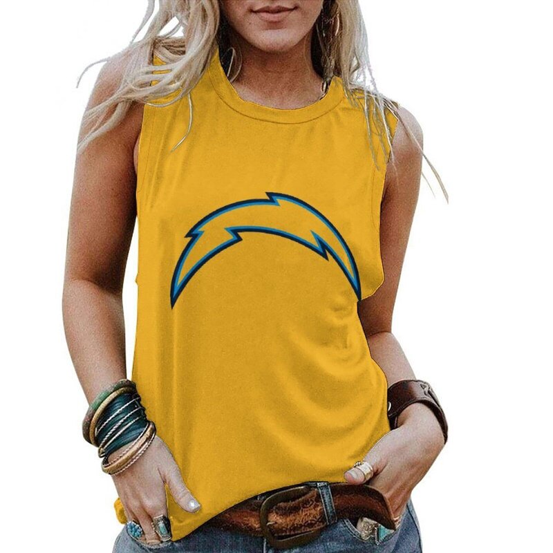 NFL Los Angeles Chargers Sleeveless Shirt Women Yellow,Casual Loose Tunic Blouses for ladies
