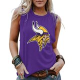 NFL Minnesota Vikings Women Sleeveless Shirt Purple,ladies Casual Loose Tunic Blouses