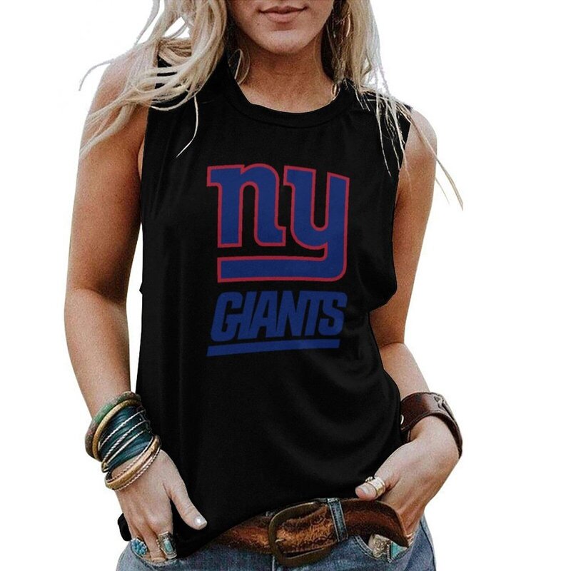 NFL New York Giants Tank Top Women Sleeveless Shirt Black,ladies Casual Loose Tunic Blouses
