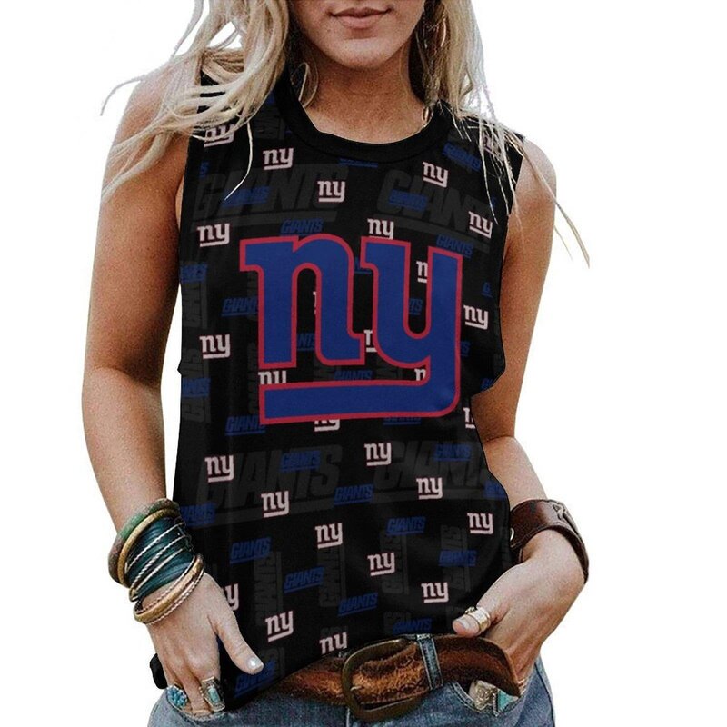 NFL New York Giants Tank Top Women Sleeveless Tee Black,ladies Casual Loose Tunic Blouses