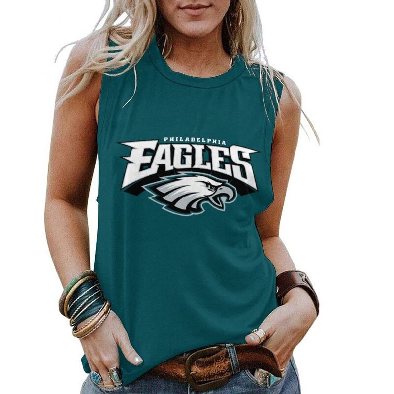 NFL Philadelphia Eagles Tank Top For Women Green,ladies Casual Loose Tunic Blouses