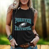 NFL Philadelphia Eagles Women Sleeveless Tee Black,ladies Casual Loose Tunic Blouses