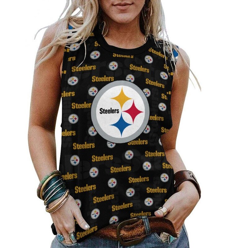 NFL Pittsburgh Steelers Tank Top For Women Black,ladies Casual Loose Tunic Blouses