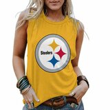 NFL Pittsburgh Steelers Women Sleeveless Shirt Yellow,ladies Casual Loose Tunic Blouses