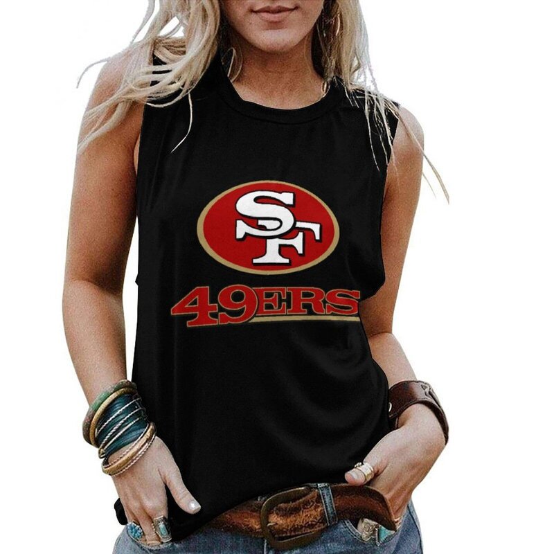NFL San Francisco 49ers Women Sleeveless Tee Black,Casual Loose Tunic Blouses for ladies