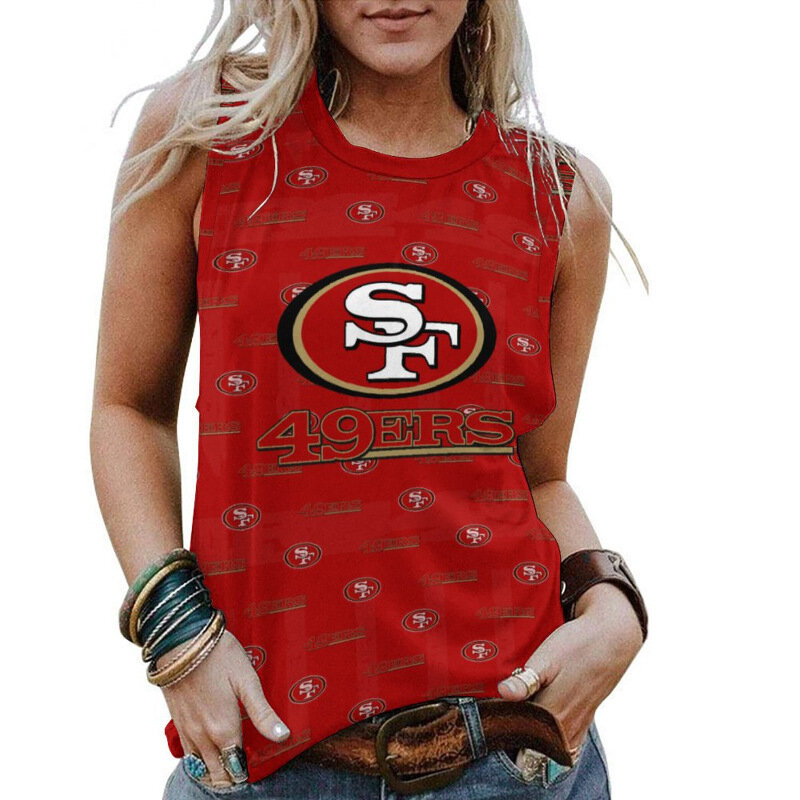 NFL San Francisco 49ers Women Tank Top Sleeveless Tee Red,Casual Loose Tunic Blouses for ladies