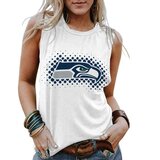 NFL Seattle Seahawks Gameday Women Sleeveless Tee White,Casual Loose Tunic Blouses for ladies