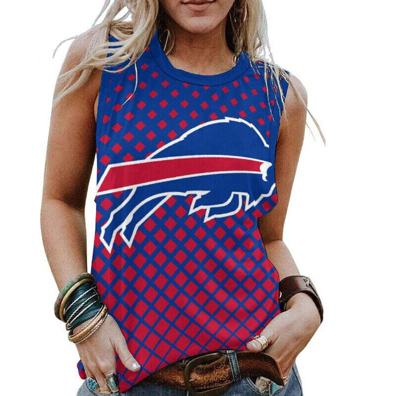 NFL Tank Top Womens Buffalo Bills Sleeveless Tee Blue,Casual Loose Tunic Blouses - Officially-Licensed Women's NFL Apparel