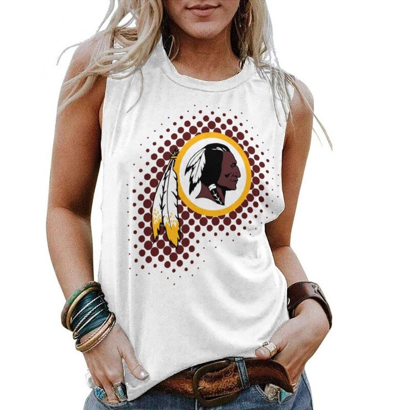 NFL Washington Commanders Tank Top Women Sleeveless Tee White,ladies Casual Loose Tunic Blouses