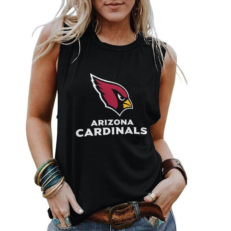 NFL Womens Arizona Cardinals Iron Fan Tank Top Black,Casual Loose Tunic Blouses - Officially-Licensed Women's NFL Apparel