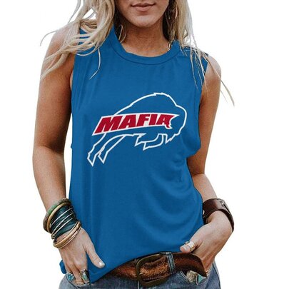 NFL Womens Buffalo Bills Sleeveless Shirt Blue,Casual Loose Tunic Blouses - Officially-Licensed Women's NFL Apparel