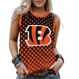 NFL Womens Cincinnati Bengals Sleeveless Shirt Orange,Casual Loose Tunic Blouses - Officially-Licensed Women's NFL Apparel
