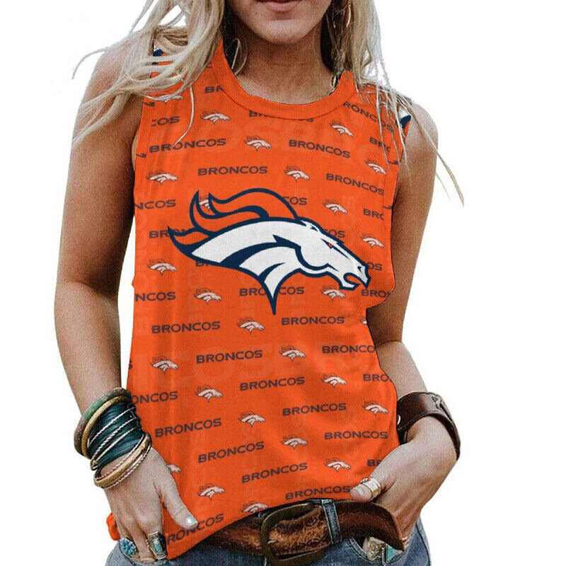 NFL Womens Denver Broncos Iron Fan Tank Top Orange,Casual Loose Tunic Blouses - Officially-Licensed Women's NFL Apparel