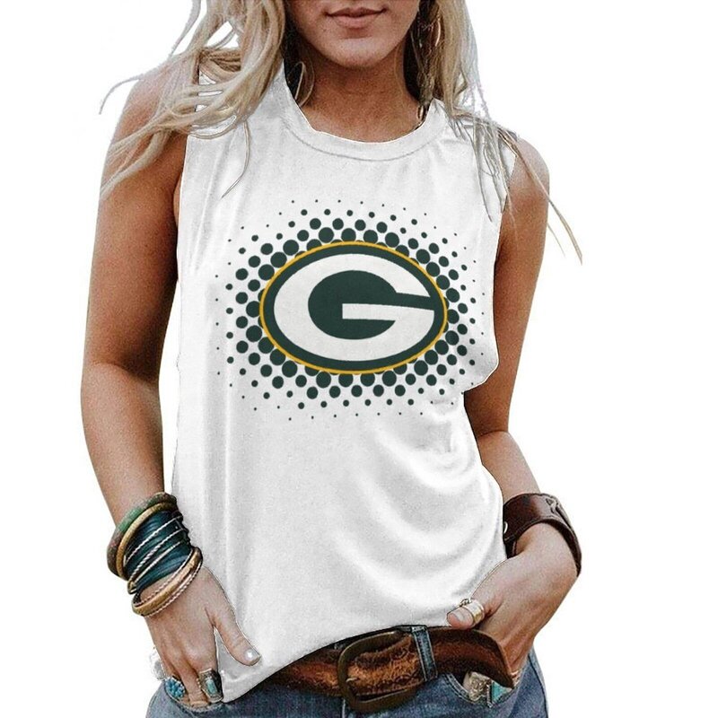NFL Womens Green Bay Packers Iron Fan Tank Top White,Casual Loose Tunic Blouses - Officially-Licensed Women's NFL Apparel