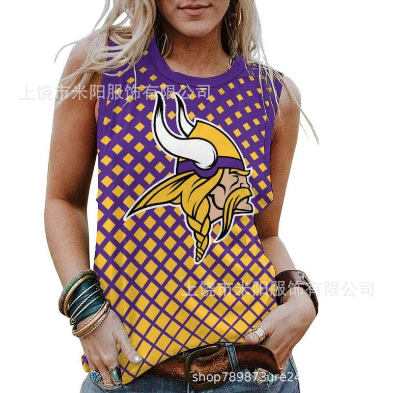 NFL Womens Minnesota Vikings Iron Fan Tank Top Purple,Casual Loose Tunic Blouses - Officially-Licensed Women's NFL Apparel