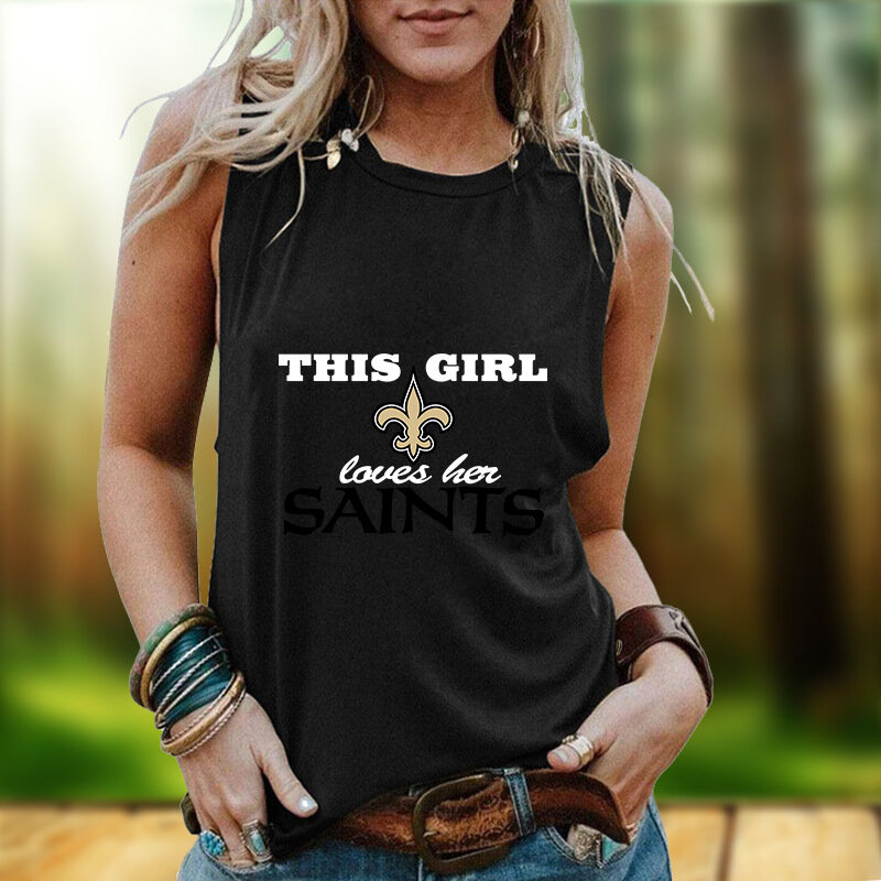 NFL Womens New Orleans Saints Iron Fan Tank Top Black,Casual Loose Tunic Blouses - Officially-Licensed Women's NFL Apparel