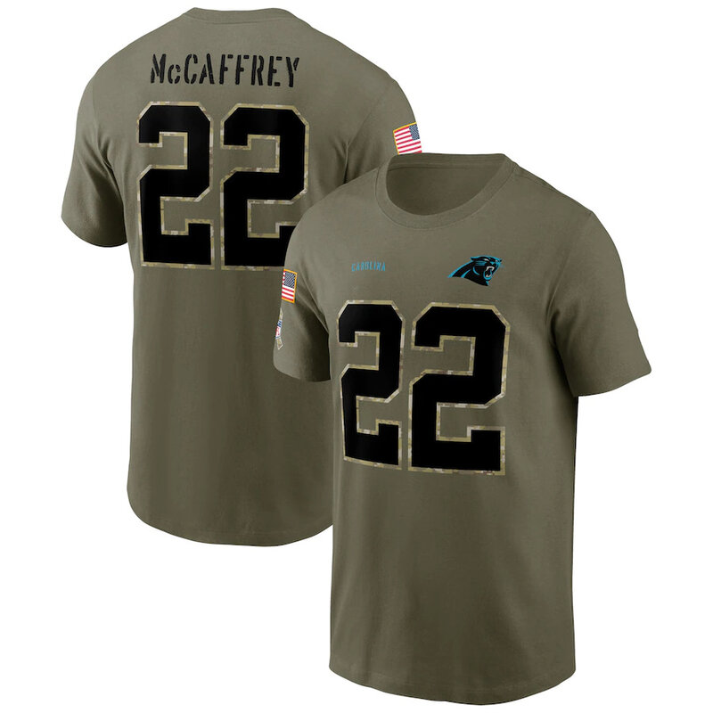 short sleeve crewneck NFL Officially Licensed Carolina Panthers Adult Salute To Service Fan Tee for Men and Women