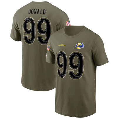 short sleeve crewneck NFL Officially Licensed Los Angeles Rams Adult Salute To Service Fan Tee for Men and Women