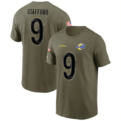short sleeve crewneck NFL Officially Licensed Los Angeles Rams Adult Salute To Service Fan Tee for Men and Women