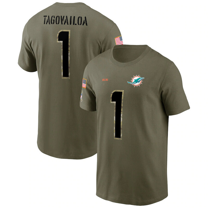 short sleeve crewneck NFL Officially Licensed Miami Dolphins Adult Salute To Service Fan Tee for Men and Women