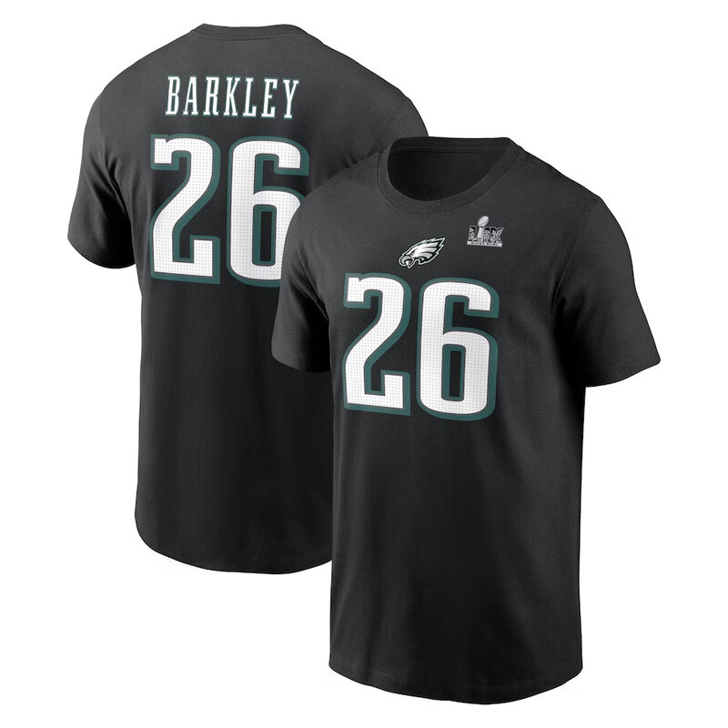 NFL Shirt Philadelphia Eagles Saquon Barkley 26 Tee Black - Eagles 2025 Super Bowl Shirt for NFL football fans