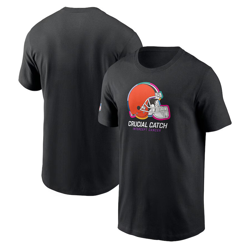 NFL crucial catch merchandise,Short Sleeve Cleveland Browns football Shirt,crewneck graphic NFL top Tee