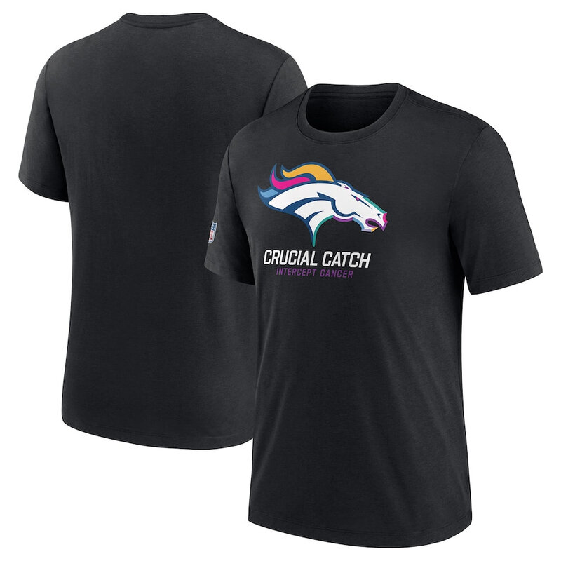 NFL crucial catch merchandise,Short Sleeve Denver Broncos football Shirt,crewneck graphic NFL top Tee