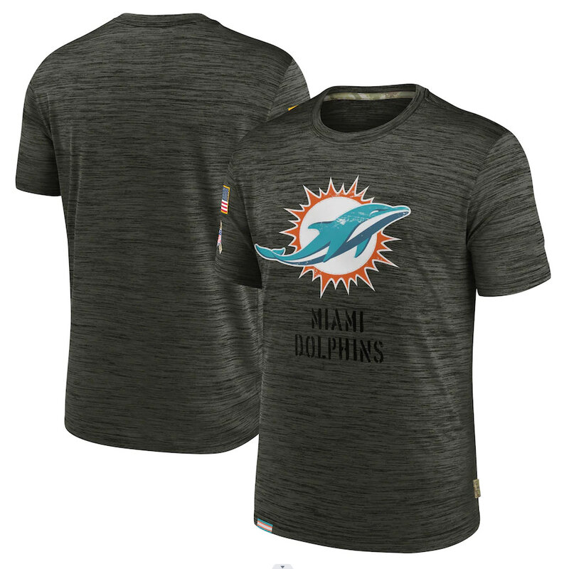 NFL Miami Dolphins Football gear Short Sleeve Crewneck Tee Quick Dry Workout running gym sport Shirt