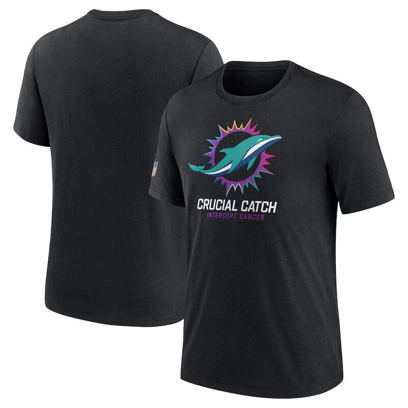 NFL crucial catch merchandise,Short Sleeve Miami Dolphins football Shirt,crewneck graphic NFL top Tee