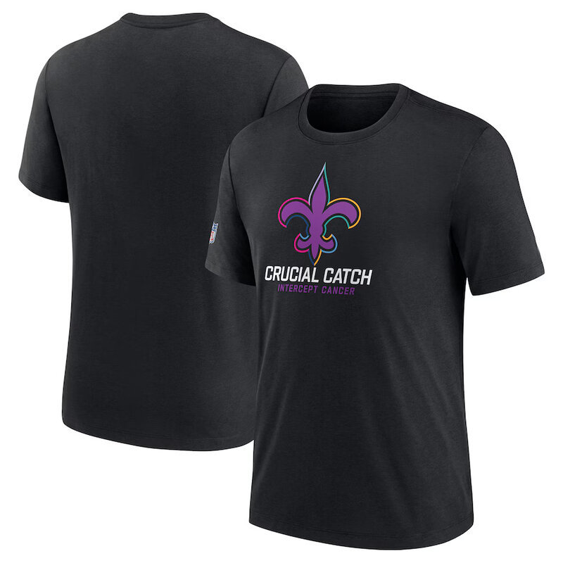 NFL crucial catch merchandise,Short Sleeve New Orleans Saints football Shirt,crewneck graphic NFL top Tee