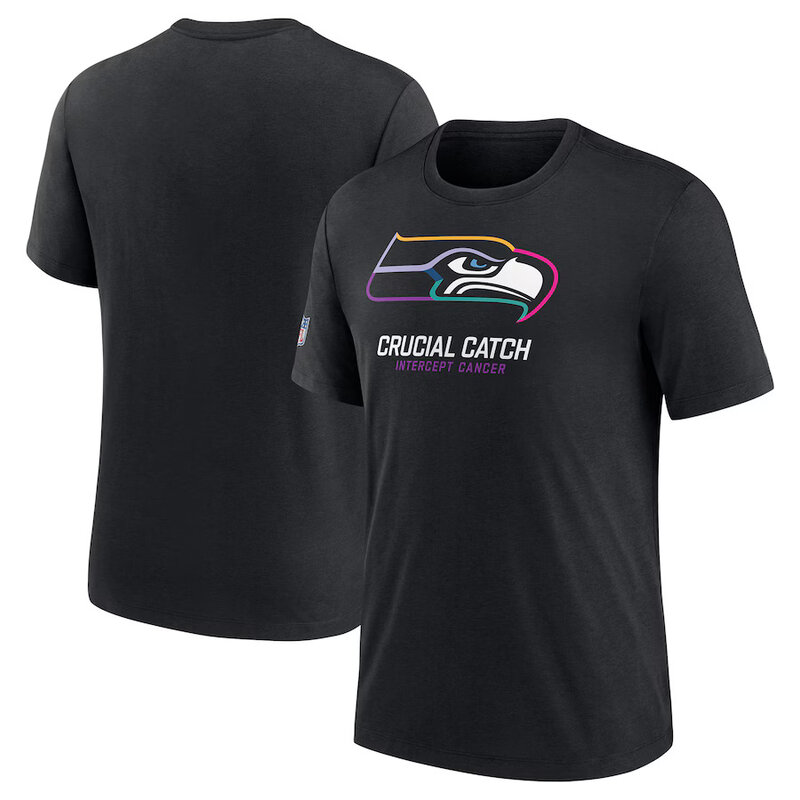 NFL crucial catch merchandise,Short Sleeve Seattle Seahawks football Shirt,crewneck graphic NFL top Tee
