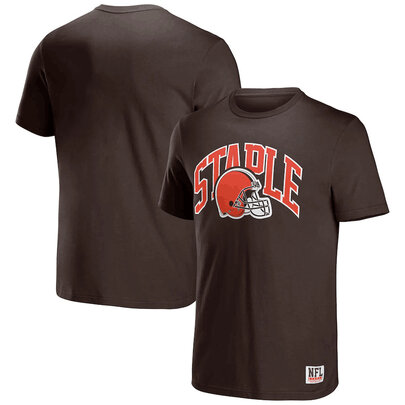 NFL x Staple Cleveland Browns Short Sleeve Crewneck 3D Print Football Tee Shirt