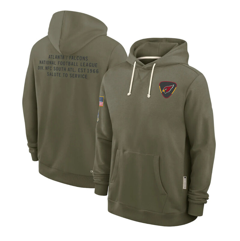 NFL Officially Licensed Arizona Cardinals Pullover Hoodie for autumn winter,long sleeve,army green