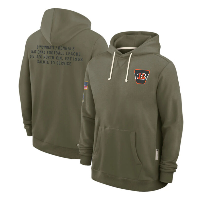 NFL Officially Licensed Cincinnati Bengals Pullover Hoodie for autumn winter,long sleeve,army green